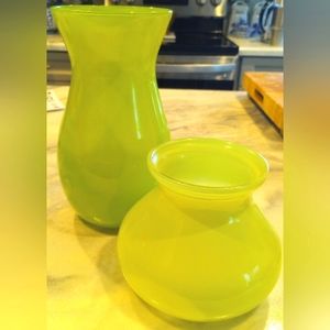 Lovely Pair of Green Glass Vases 💚